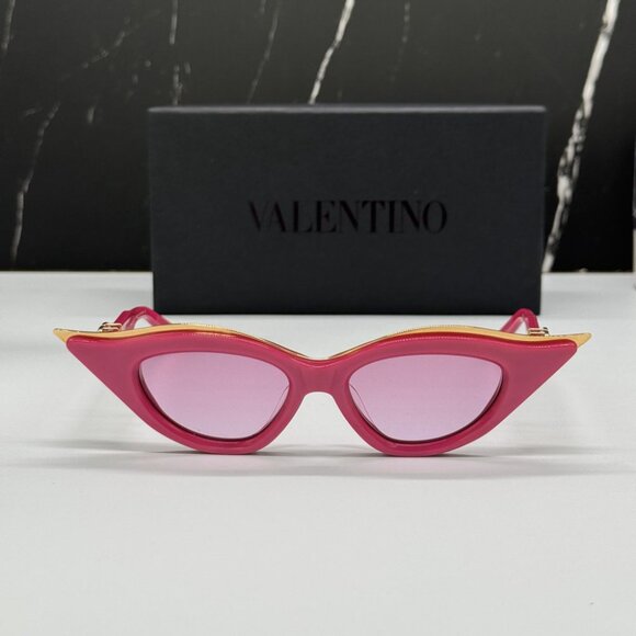 NEW V-GOLDCUT VLS-114D VALENTINO SUNGLASSES PINK CAT EYE EYEWEAR VALENTI… - Picture 1 of 12